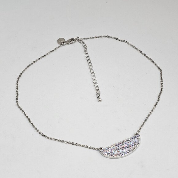 Touchstone Crystal Swarovski Shine Everyday Necklace AB Aurora Borealis Pendant - Picture 11 of 12